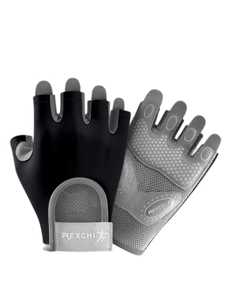 Stylish black and gray fingerless women's gloves for cycling, featuring elastic and durable materials for training. Model SF0834.